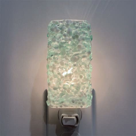 Glass Night Light Ming Green And White Fused Glass Kitchen Etsy Night Light Glass Kitchen