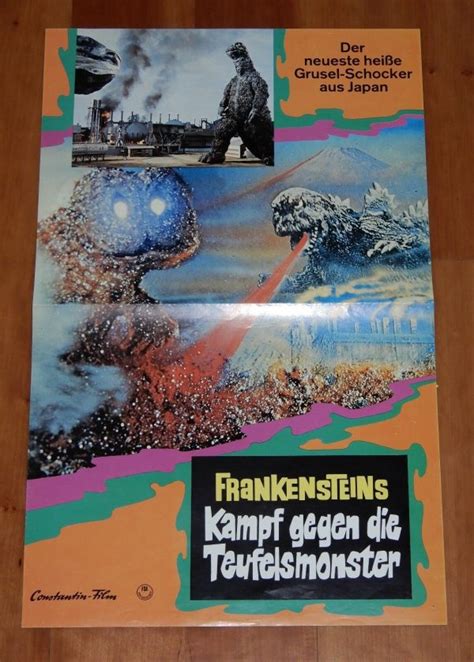 ORIGINAL MOVIE POSTER GODZILLA VS THE SMOG MONSTER 1971 GERMAN FOLDED