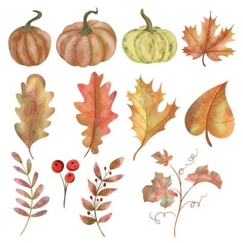 Watercolor Autumn Leaves Hd Transparent, Pumpkin And Autumn Leaves In Watercolor Drawing ...