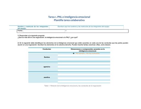 PNL E Inteligencia Emocional Tarea 1 PNL E Inteligencia Emocional