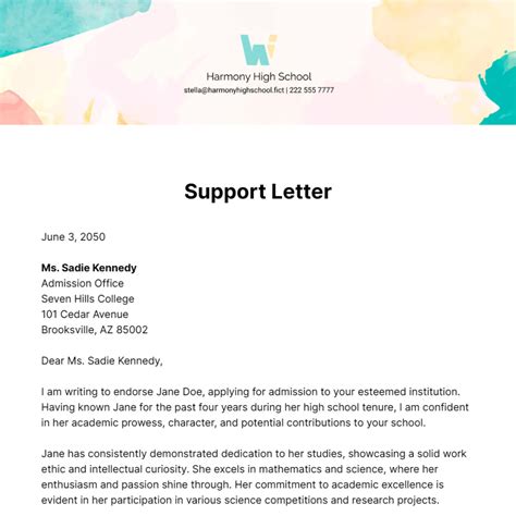 Free Support Letter Templates And Examples Edit Online And Download