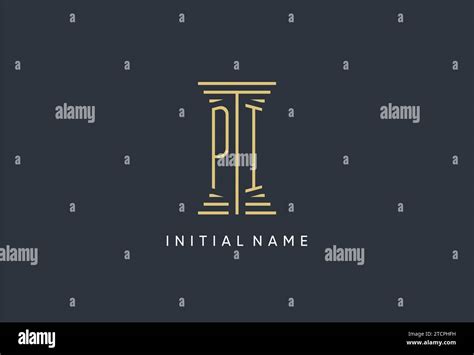 Pi Initial Monogram With Pillar Shape Logo Design Inspiration Stock