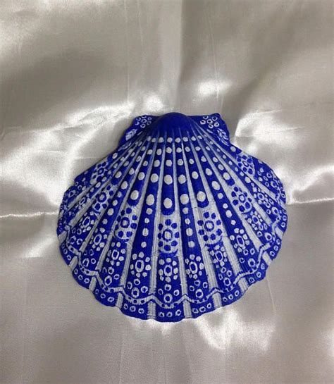 Hand Painted Ocean Scallop Shell Ready To Ship Etsy Painted Shells