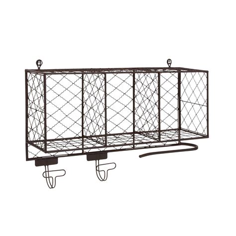 Woodland Imports Multipurpose Metal Shelf with Hooks & Reviews | Wayfair