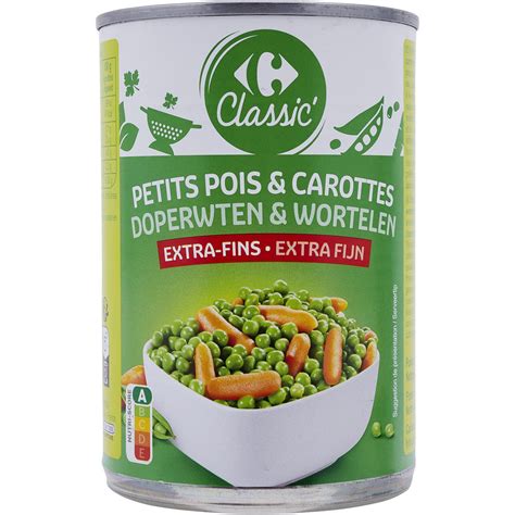 Petits Pois Et Carottes Extra Fins Carrefour Classic La Boite De