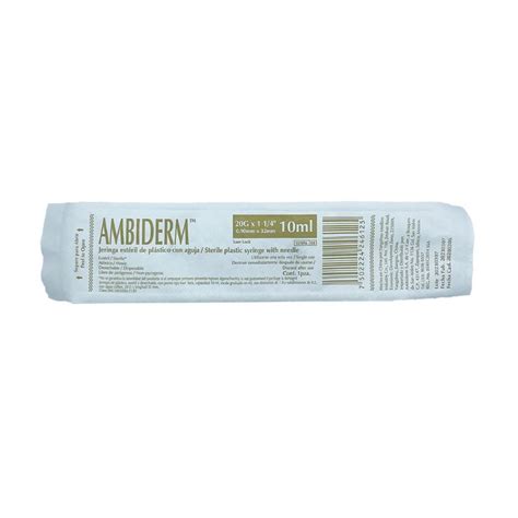 Jeringa De 10 Ml Amarilla 20G X 32 Mm Ambiderm Con 100 Piezas