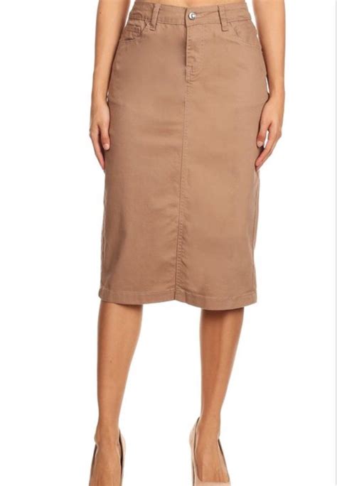 Twill Pencil Skirt In Khaki Skirts Khaki Pencil Skirt Denim Skirt