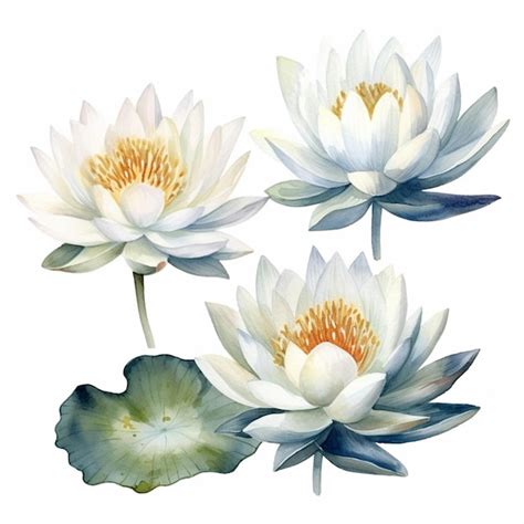 Premium Photo Three Water Lilies Are Shown In A Row On A White