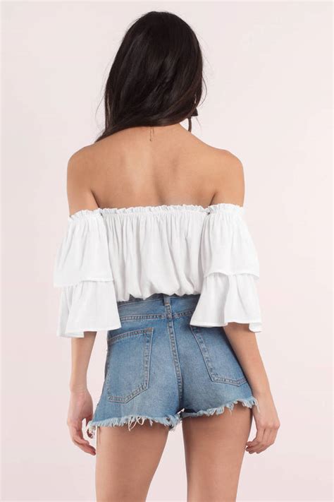 Cute White Crop Top Off Shoulder Top White Top White Crop Top