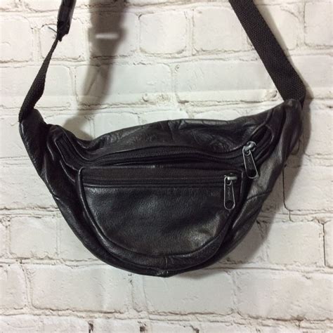 Fanny Pack Classic Black Leather Waist Bag Boardwalk Vintage