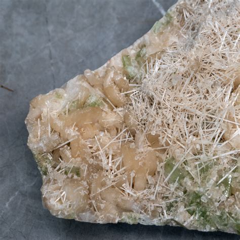 XL Green Apophyllite With Scolecite On Stilbite The Crystal Council