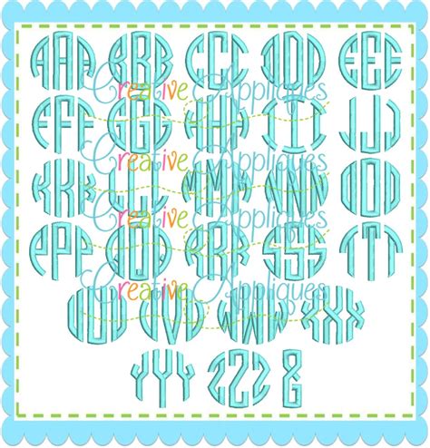 Natural Circle Monogram Embroidery Alphabet Font Creative Appliques