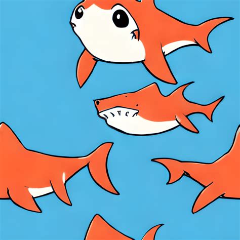 Cute And Adorable Cartoon Sharks Pattern Creative Fabrica