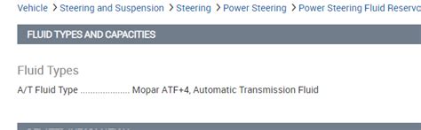 Dodge Caravan Power Steering Fluid Type