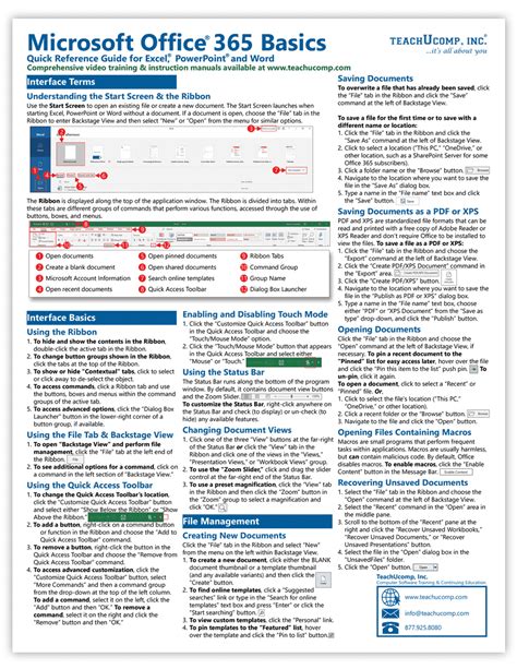 Microsoft Office Cheat Sheet - TeachUcomp, Inc.