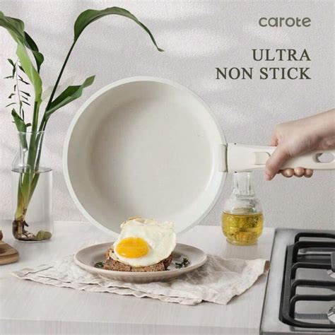 Official CAROTE 11pcs Detachable Handle Pots And Pans Set Cream White