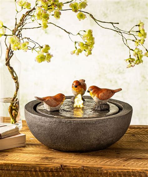 Stone & Brown Bird Trio Water Fountain | Bird fountain, Tabletop ...