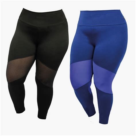 Kit 2 Legging Tule Plus Size Suplex Liso Leg Academia Ginastica