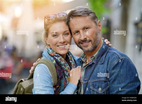 Trendy Mature Couple On A Tourist Journey Stock Photo Alamy