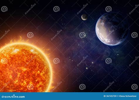 Planet Earth And Sun Stock Illustration Illustration Of Night 36745759