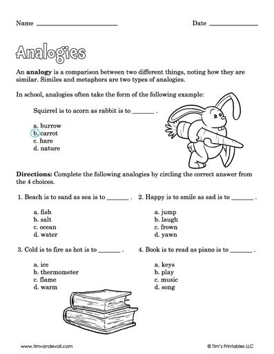 Analogy Worksheets Tims Printables Worksheets Library