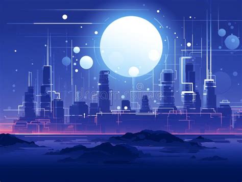 An Illustration of a Futuristic City at Night Stock Illustration - Illustration of life, wave ...