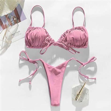 Bikinis Seti In X Brezilyalı Mikro Bikinis Mujer Seksi Dize Mayo Kadın Pileli Bikini Seti