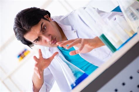 Qu Mico Masculino Novo Que Trabalha No Laborat Rio Foto De Stock