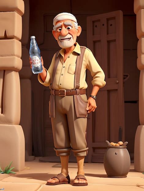 Funny Old Man Cartoon Character