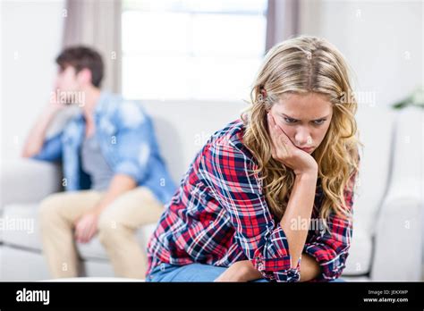 Upset girlfriend sulking her boyfriend Stock Photo - Alamy