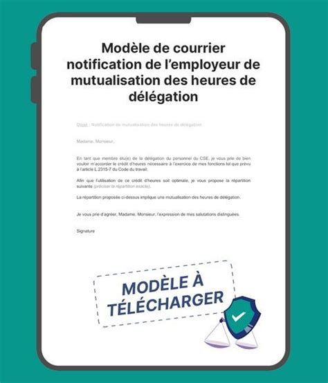 Courrier Notification De Lemployeur De Mutualisation Des Heures De