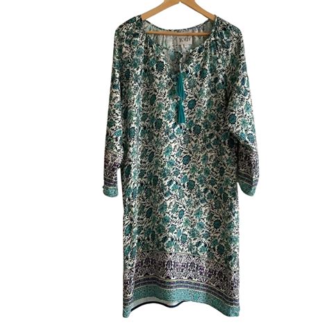 Summer Sale Kaja Clothing Green Floral Print Boho Dress Size M S