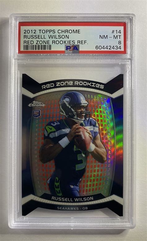 Russell Wilson Topps Chrome Red Zone Rookie Rc Refractor Psa Nm