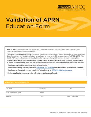 Fillable Online Aprn Validation Form Ancc Pdf C E R T I F I C At I O