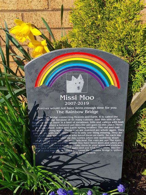 Rainbow Bridge Pet Gravestone Black Slate Garden Memorial Marker