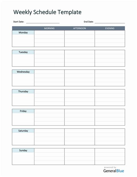 Simple Weekly Schedule Template in Word