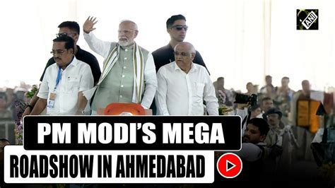 Pm Modi Cm Bhupendra Patel Hold Massive Roadshow Greet Crowd In