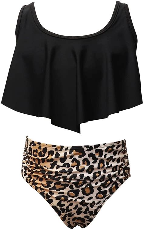 Qtinghua Girls Swimsuit Two Pieces Halter Neck Bikini Set Ruffle Flounce Falbala Swimwear