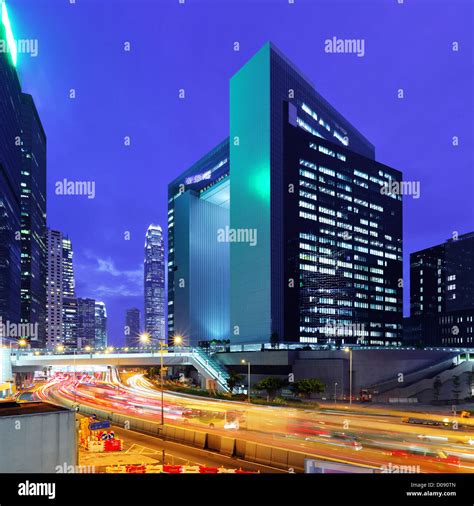 Building At Night In Hong Kong Stock Photo Alamy