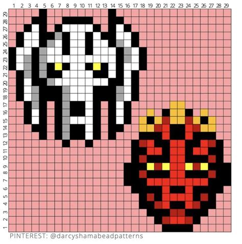 General Grievous Darth Maul Pattern X Pixel Art Pattern