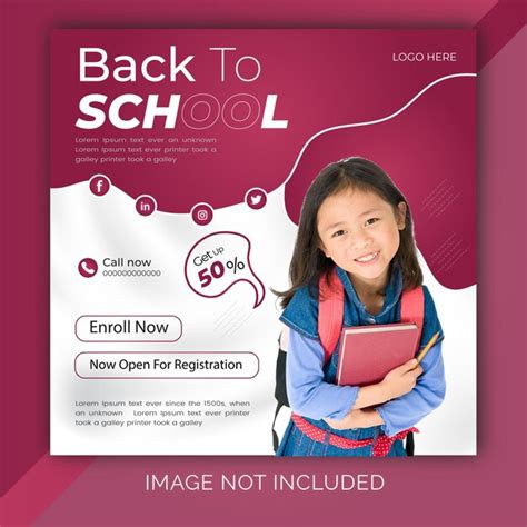 Zurück zur schule social media web banner post design Premium Vektor