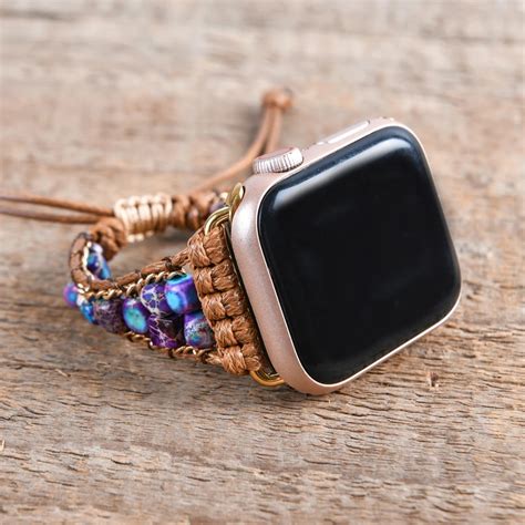 Unique Natural Stone Apple Women Watch Band Beads Boho Wrap Vegan Rope Watch Strap Wrist Band