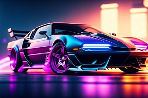Premium Ai Image Neon Car