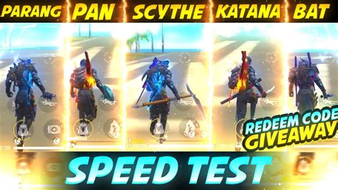 Free Fire Melee Weapons Speed Test Ii Pan Katana Bat Parang