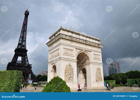 Arc De Triomphe Y La Torre De Eifel Foto Editorial Imagen De Arco