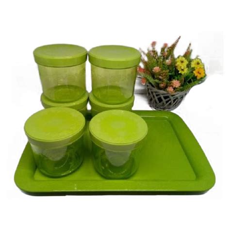 Promo Sean Jaya Cpm Set Toples Tempat Penyimpan Makanan Hijau Pcs