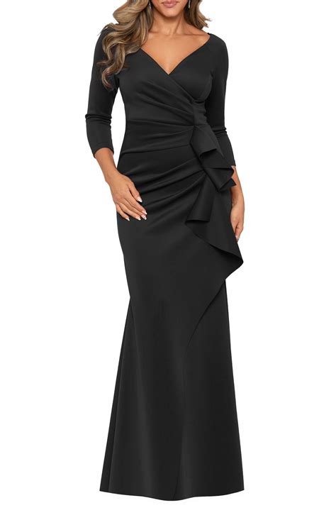 Xscape Evenings Xscape Ruched Scuba Ruffle Gown Nordstrom