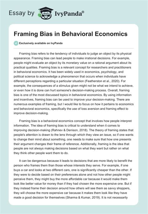 framing bias  behavioral economics  words essay