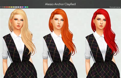 Kot Cat Alesso Anchor Hair Clayified Sims 4 Hairs