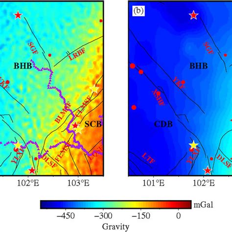 Bouguer Gravity Anomaly In The Study Region A Bouguer Gravity